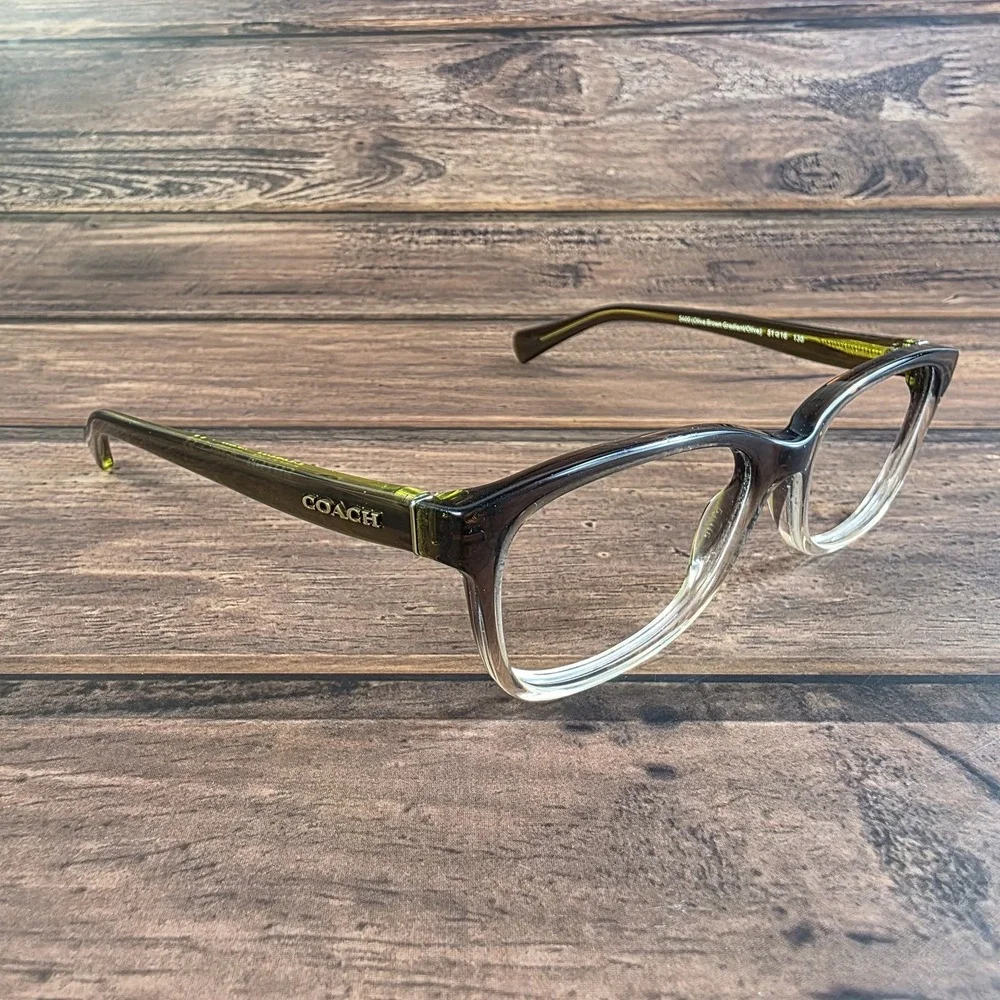 Coach Eyeglasses Womens Olive Brown Gradient Clear HC6089 5408 Rectangle Frames‎